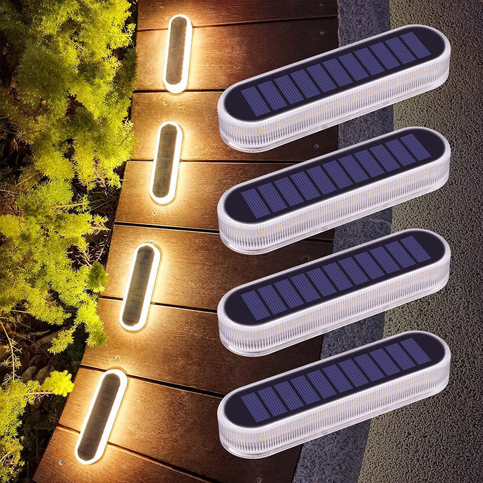 Solar Deck Lights, 4 Pack 40LM Solar Powered Step Lights, LED Dock Lights Outdoor In-Ground Lights IP68 Waterproof Auto ON/Off for Garden Stairs Driveway Pathway Lighting - Battery Mate