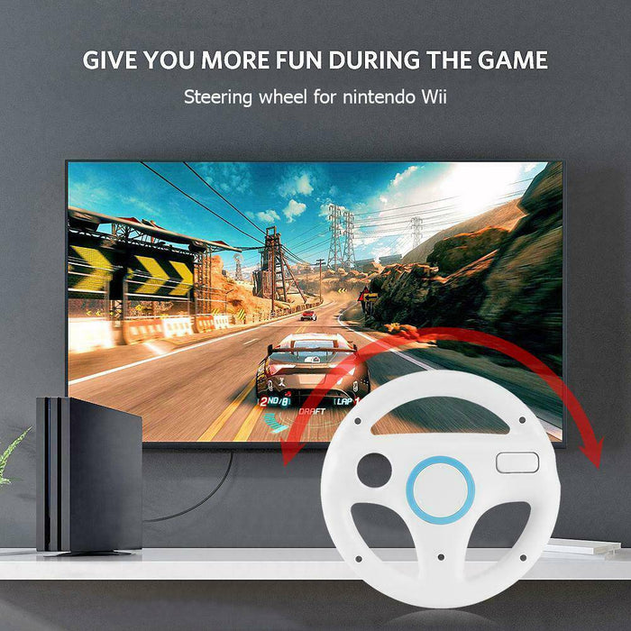 Steering Wheel for Nintend Wii Mario Kart Racing Games Remote Controller - Battery Mate