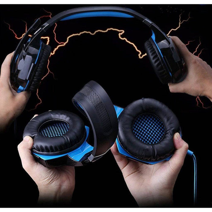 TAVICE 3.5Mm Wired Led Gaming Headphone Noise Cancelling With Mic For Laptop Ps4 Xbox One | Blue + Black - Battery Mate