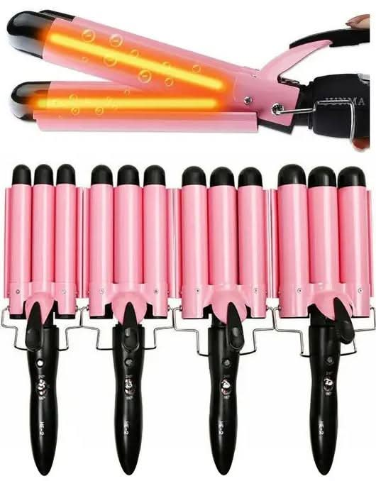Triple 3 Barrel Ceramic Hair Curler Curling Iron Salon Styler