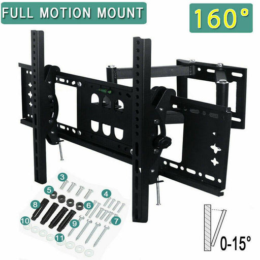 TV Wall Mount Bracket Full Motion Tilt Swivel Pivot 32 40 43 50 55 60 65 70 Inch - Battery Mate