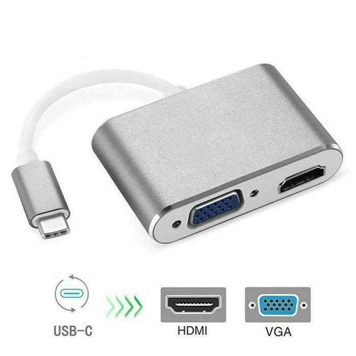 Type c to HDMI USB c to HDMI VGA Adapter Hub 4K 3IN1 for MacBook pro ChromeBook - Battery Mate