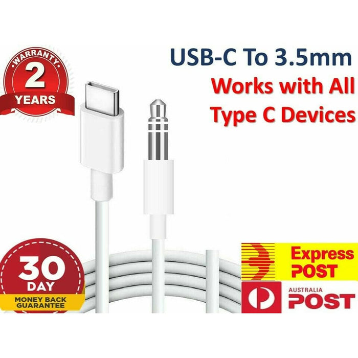 Type C USB-C to 3.5mm Male Audio AUX Cable Adapter For Car Stereo - Battery Mate