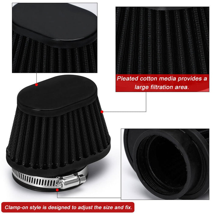 Universal Black Metal Pod Air Filter With Clamp For Car Motorcycle - Battery Mate