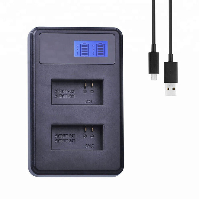 USB Dual Charger for AHDBT-301 AHDBT-302 AHDBT-201 Battery fits Go Pro - Battery Mate