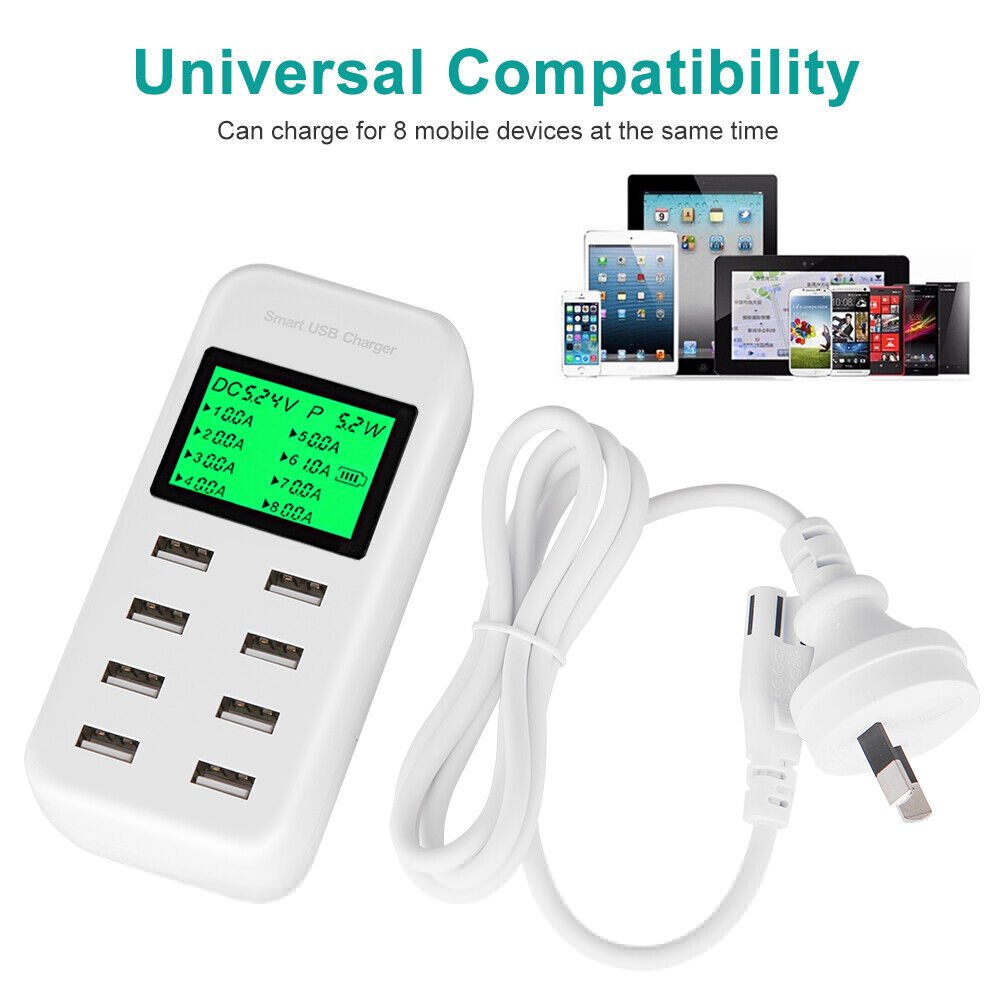USB Hub Charging Station 8 port Phone Charger Multi Dock Charger Power Adapter