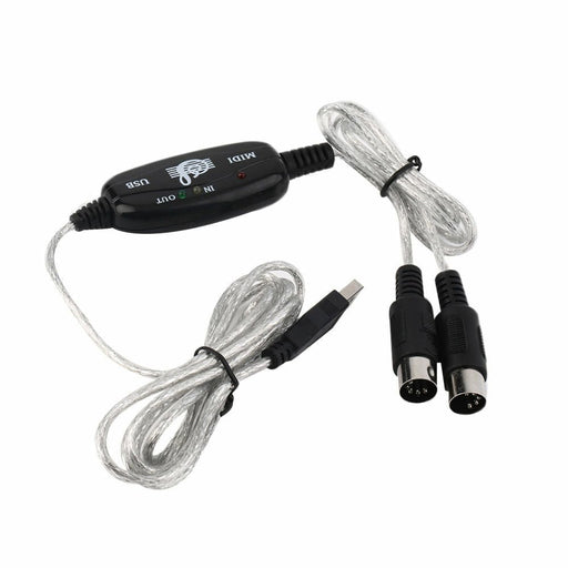 USB IN-OUT MIDI Interface Cable Converter PC to Music Keyboard Adapter Cord - Battery Mate