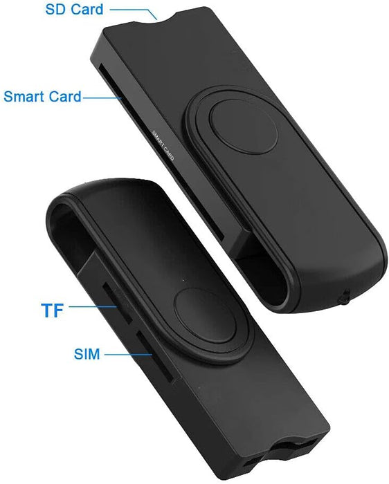 USB Smart Card Reader SD/TF/CAC/DOD/HC/MMC Micro SD Memory ID Bank Sim Card Adapter - Battery Mate
