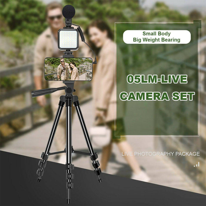 Vlogging Kit LED Light Mobile Phone Video Selfie Stand Holder Tripod - Battery Mate