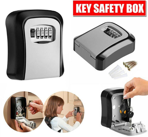 Wall Mounted Combination Lock Key Safe Storage Box Security Home Outdoor Digit - Battery Mate