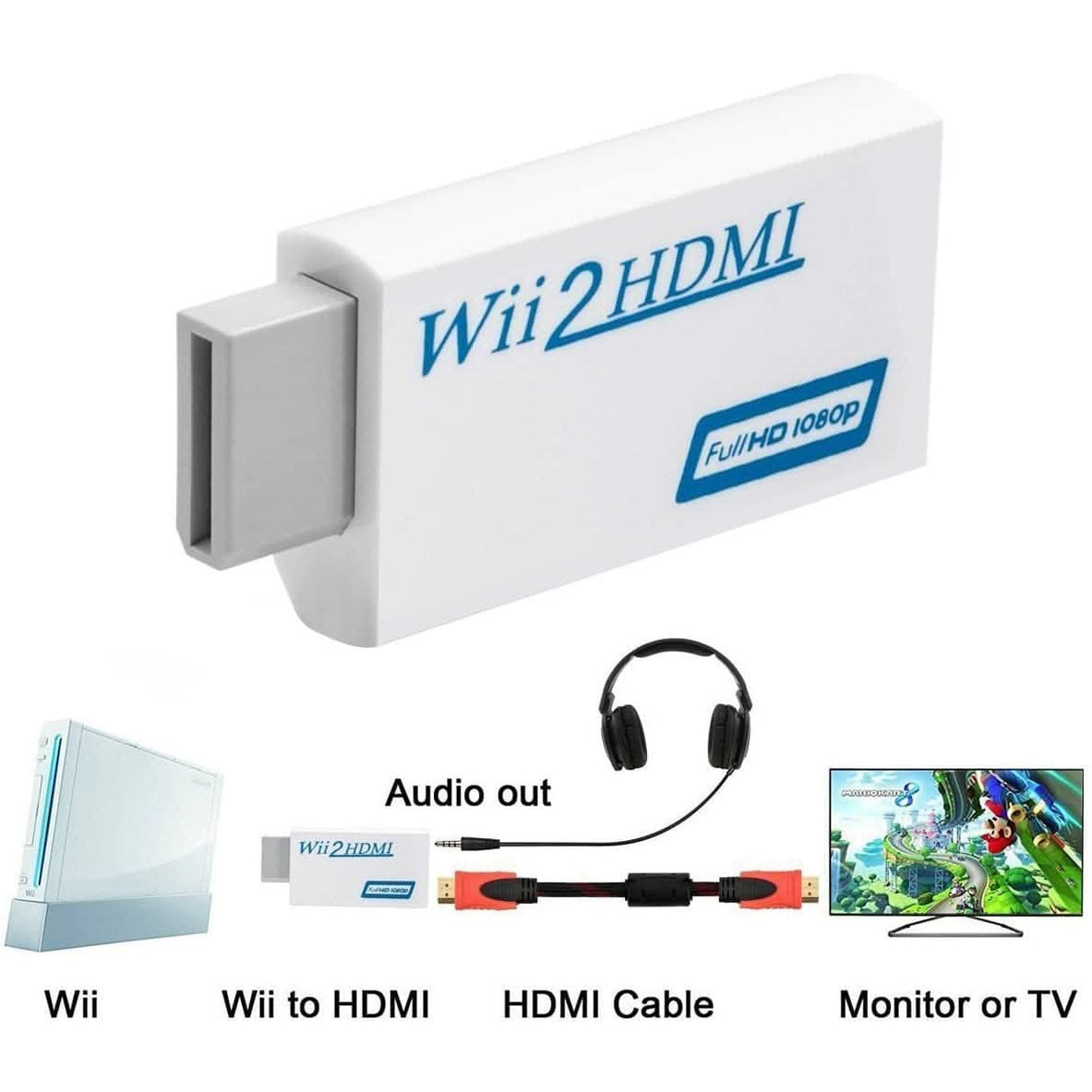 Wii/Wii U HDMI Adapter Wii to HDMI Converter Adapter HD Audio Video
