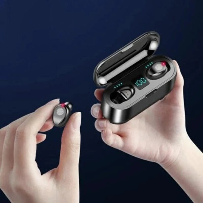 Wireless Bluetooth 5.0 Earphones Fingerprint Touch Control Led Display Smart Earbuds With Charging - Battery Mate