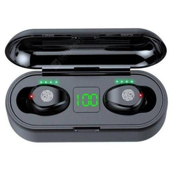 Wireless Bluetooth 5.0 Earphones Fingerprint Touch Control Led Display Smart Earbuds With Charging - Battery Mate