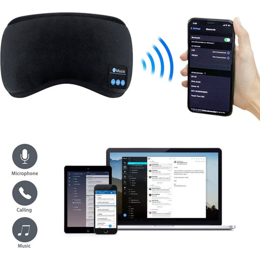 Wireless Bluetooth 5.0 Mask Stereo Eye Masks Headphones Earphone Sleep Music Mic - Battery Mate