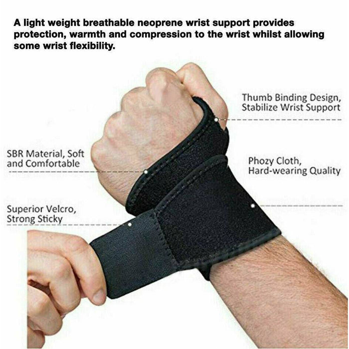Wrist Support Pain Relief Splint Brace Protection Strap Carpel Tunnel CTS RSI - Battery Mate