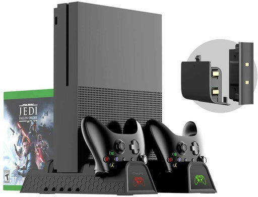 Xbox One Vertical Charger Stand with Cooling Fan - Dual Charging Docking Station - Battery Mate