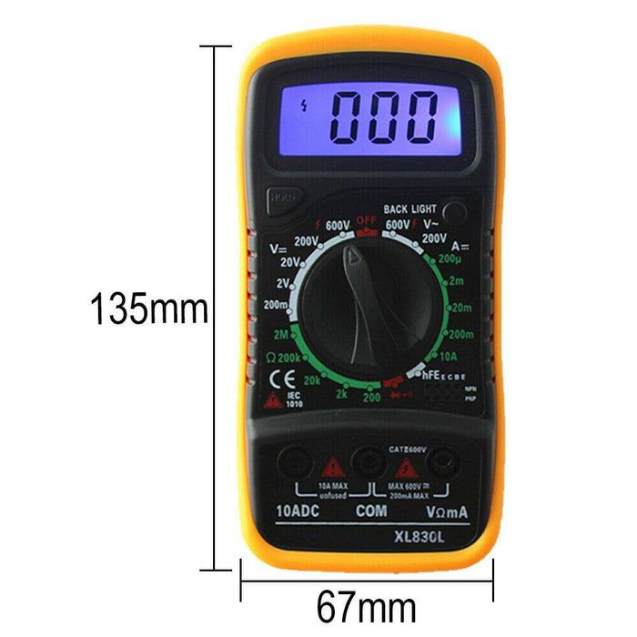 XL830L AC/DC Digital Multimeter Current New Tester Volt Meter Ohmmeter Ammeter - Battery Mate