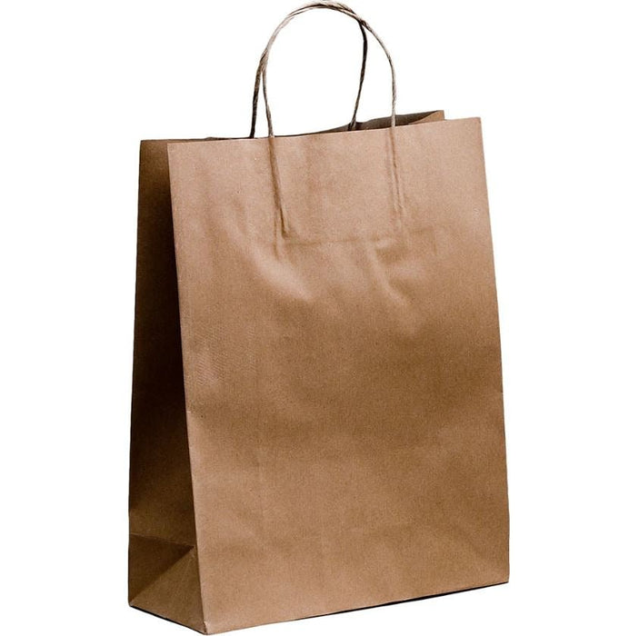 XLarge | 50 Pack Paper Carry Bags (Brown) - Battery Mate