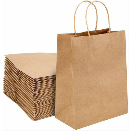 XLarge | 50 Pack Paper Carry Bags (Brown) - Battery Mate
